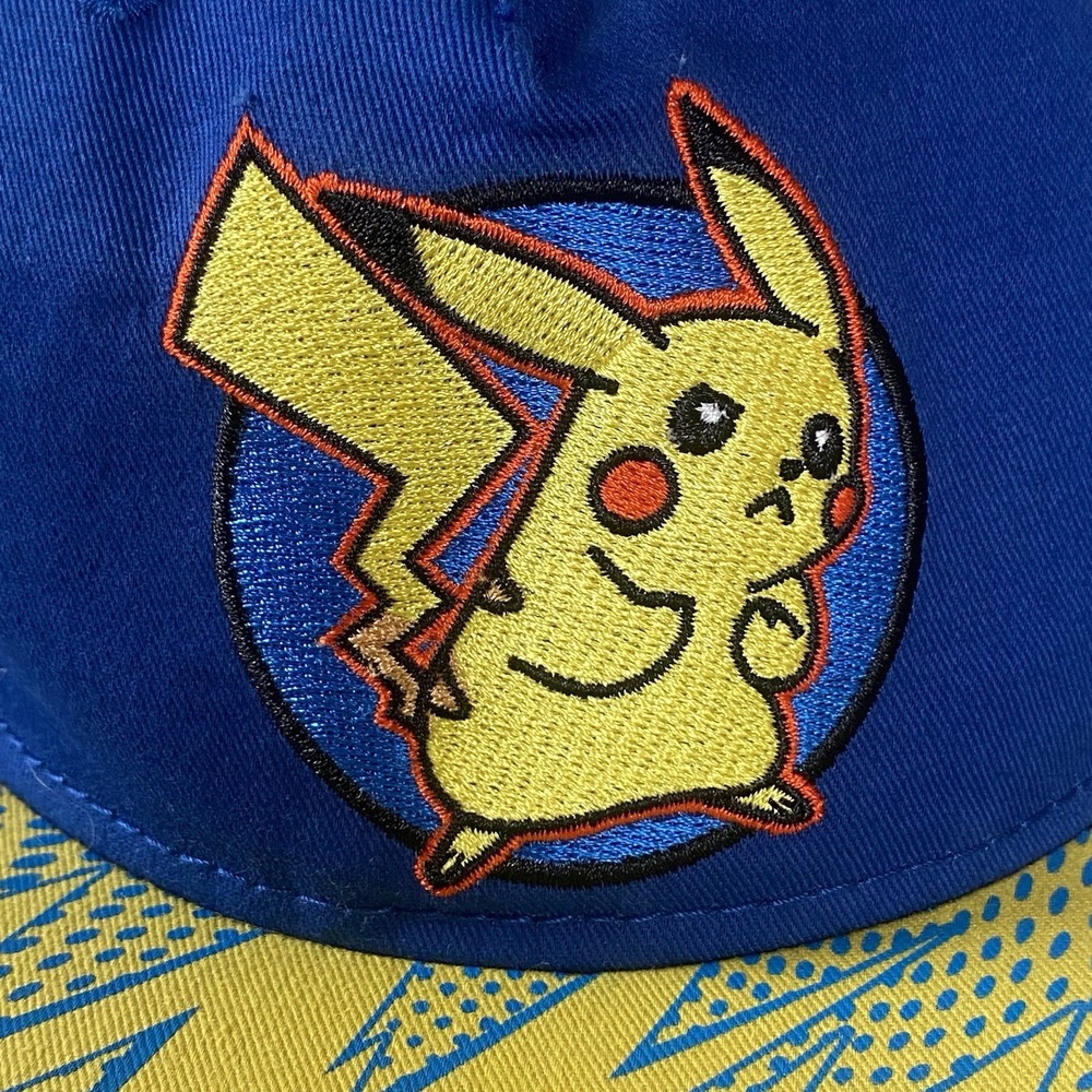 Pokémon Pikachu Snapback Hat Youth OSFM Blue Yellow Lightning Bolt Cap